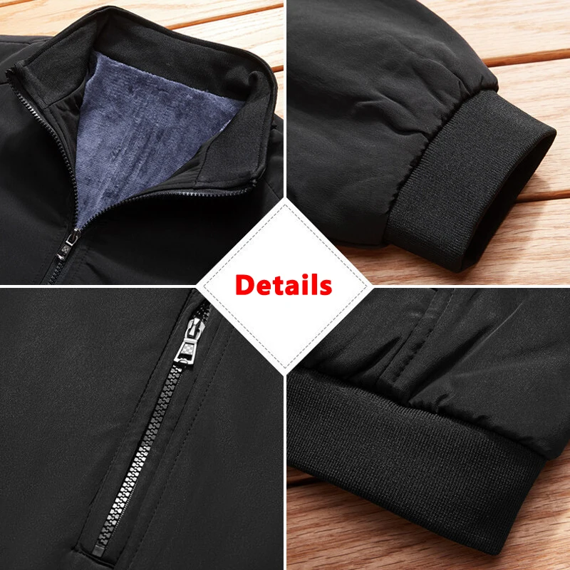 Warme Fleece Herbst Winter Jacken für Männer Business Büro Kleid Mantel Casual männer Winter Jacke Einfarbig Luxus Oberbekleidung mann – Detail 11