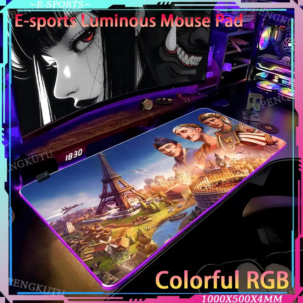 Civilization Mouse Pads RGB Computer desk accessories Game console mechanical desk Writing Gaming computer cabinet mouse pad