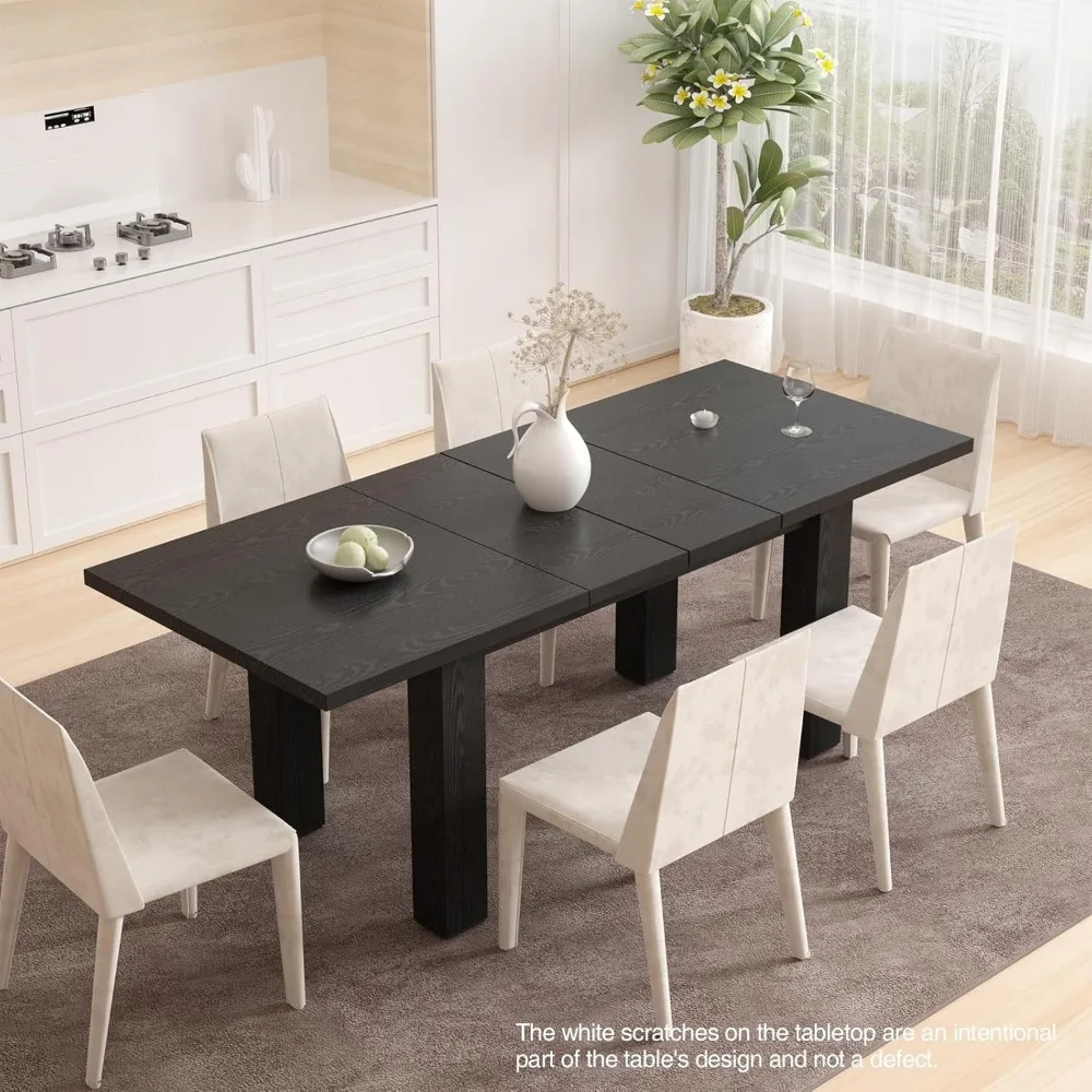 Extendable Dining Table for 6-10 Person, 55'' to 78'' Modern Expandable Dining Room Table, Conference Kitchen Table