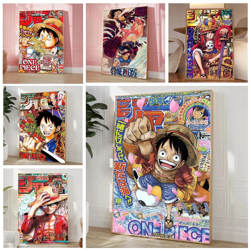 Anime O-One P-Piece Monkey D. Luffy Poster Stickers Living Room Bedroom Entrance Cafe Wall Art Decoration Painting Room Decor