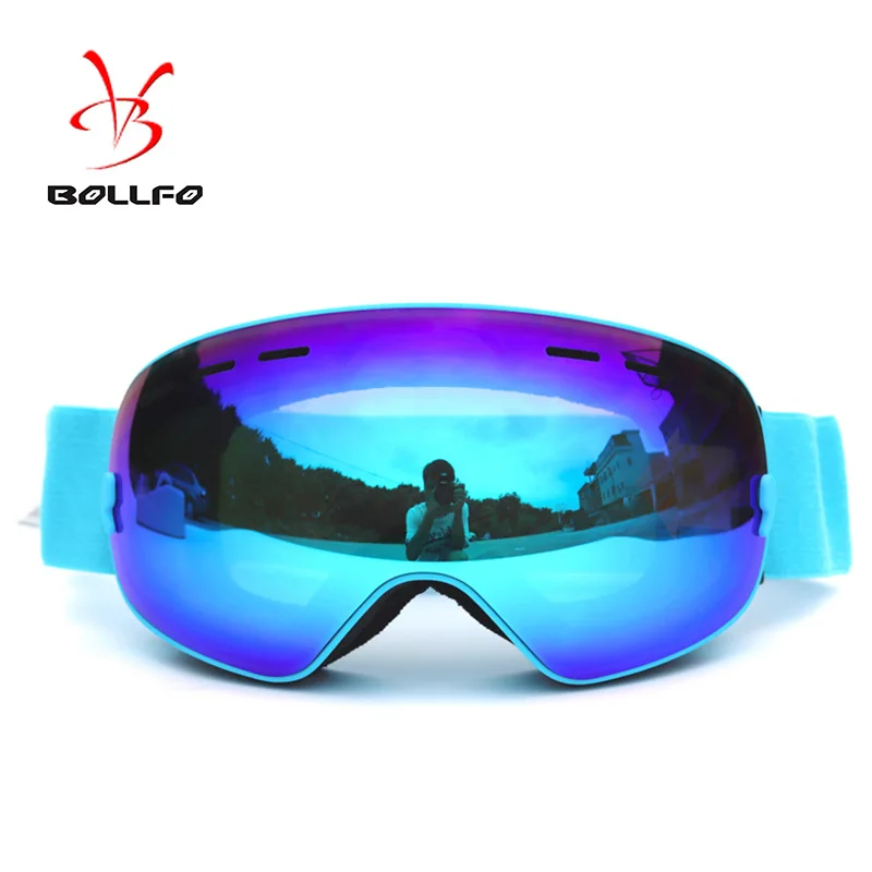 BOLLFOIn Stock Adult Double-Layer Anti-Fog Large Spherical Comma Ski Goggles Ski Supplies Single and Double Board KOCA Myopia