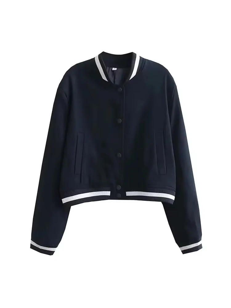 Frauen Mode Mit Taschen Bomber Jacke Mantel Vintage Langarm Vorderen Knopf Weibliche Oberbekleidung Chic Tops