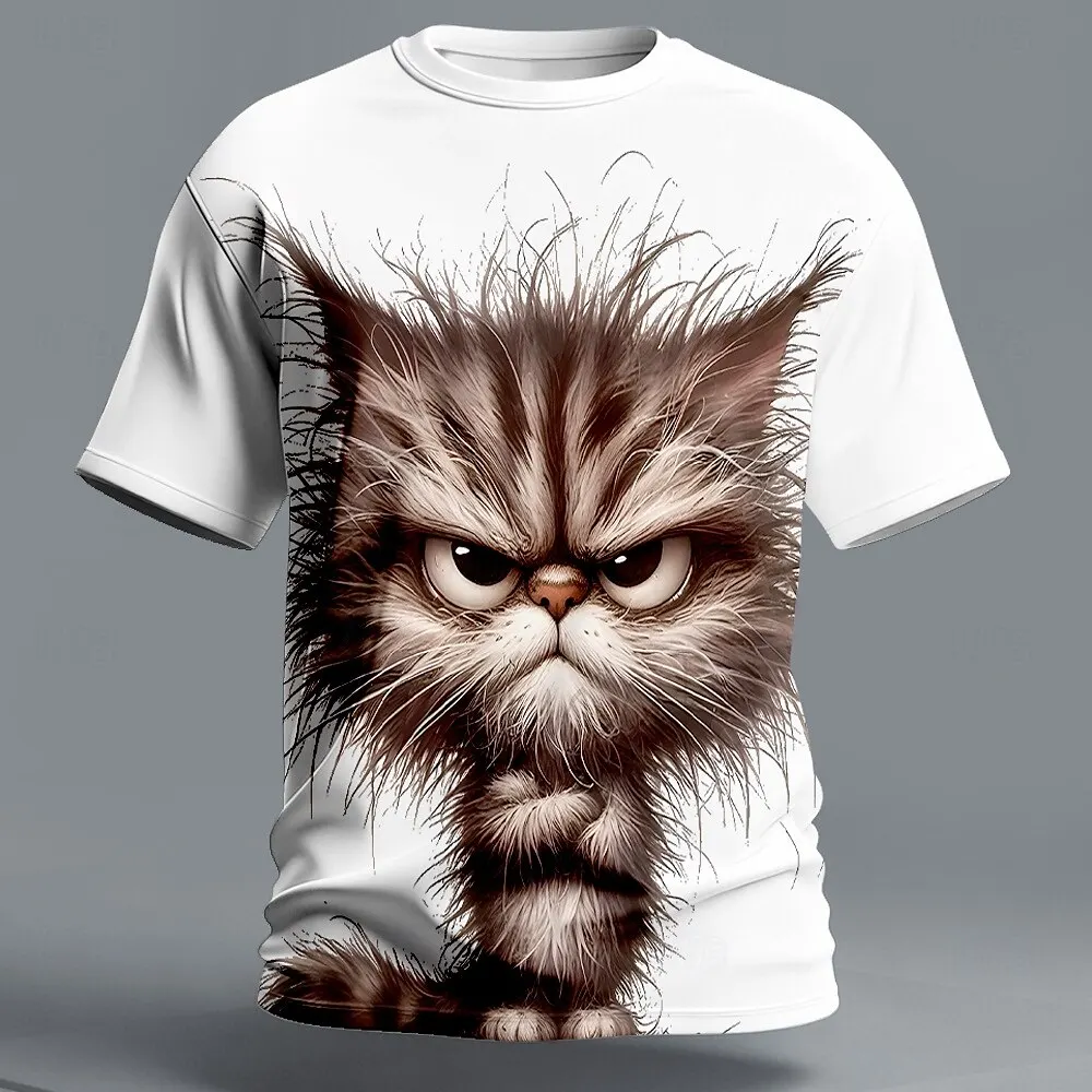 Funny Cat 3D Print T Shirt For Men Fashion Animal Pattern Short Sleeve Top Summer Casual O-neck Pullover Fashion Comfortable Tee