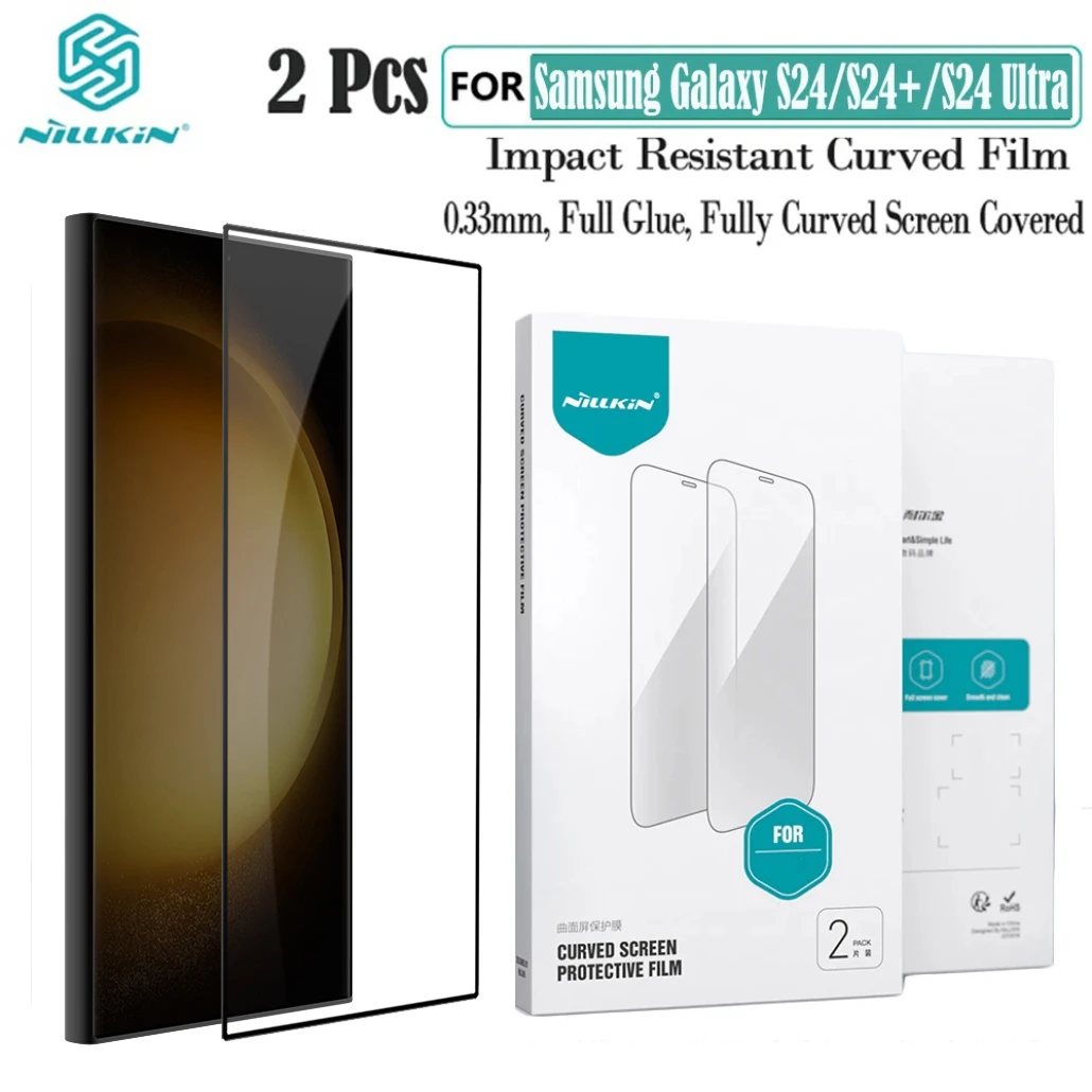 2Pcs For Samsung Galaxy S24 Ultra Soft Film Nillkin Impact Resistant Curved Film Full Screen Protector For Samsung S24 S24+ Plus