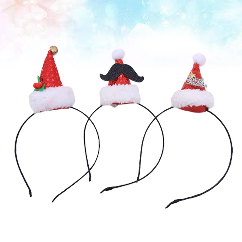 

3PCS Hat Headband Kids Hair Accessories Lightweight Non-deformation Christmas Party Carnival Hoop Santa Style Christmas Hair