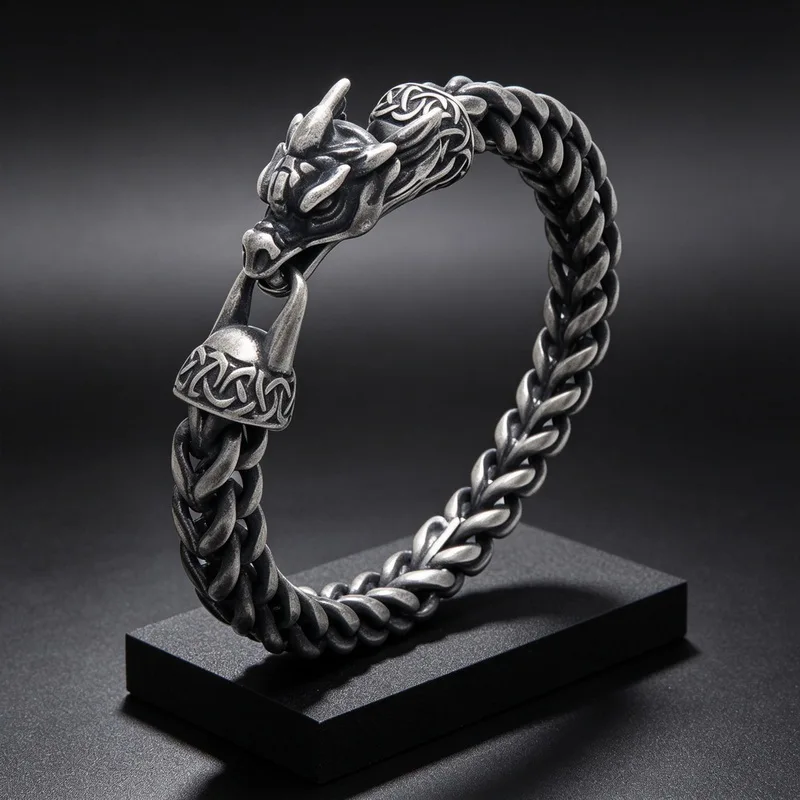 Steampunk Rock Dragon Bracelet for Men In Waterproof Stainless Steel Skeleton Men's Bracelet Man Bike Jewelry His Birthday Gifts