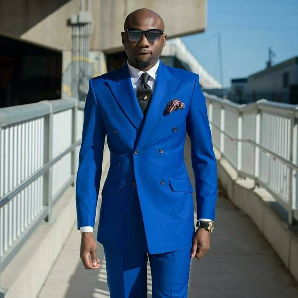 

Men's Blue Suit 2 Pieces Sophisticated Business Contemporary Formal Attire Wedding Dinner Prom Party Custom Tuxedo