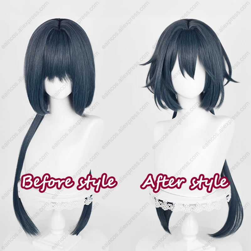 HSR Yunli Cosplay Wig 78cm Long Grey Blue Wigs Heat Resistant Synthetic Hair