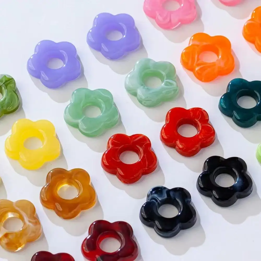 20pcs 19mm No Hole Hollow Five-petaled Flower Smudged Acrylic Beads Flower DIY Hair Accessories Hairpin Chain Jewelry Making image 4