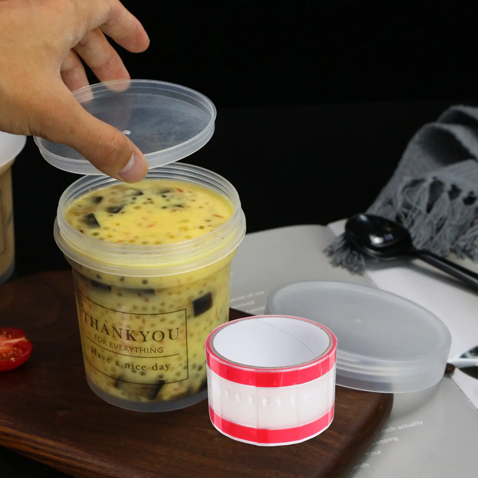 

2 Rolls Clear Opp Sealing Sticker Adhesive Drink Cup Seal Leak Proof Tamper Evident Transparent Beverage Cup Label Easy Apply