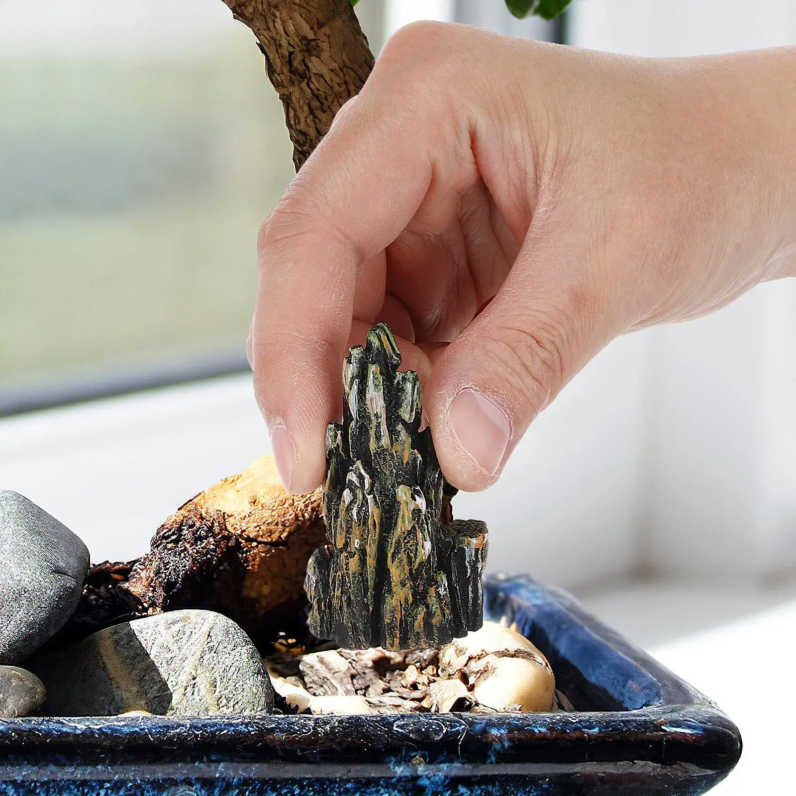 

8pcs Mini Resin Rockery Fake Mountain Bonsai Landscaping Decor Aquarium Fish Tank Garden Ornament Sand Table Zen Room Desk