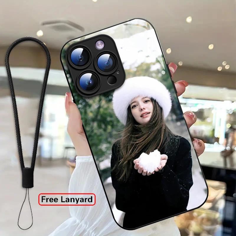 DIY Custom for iPhone 17 16 15 14 13 12 Pro Max Plus Personal Photo Custom Watercolor Tempered Glass Case Premium Protective Cov view 5