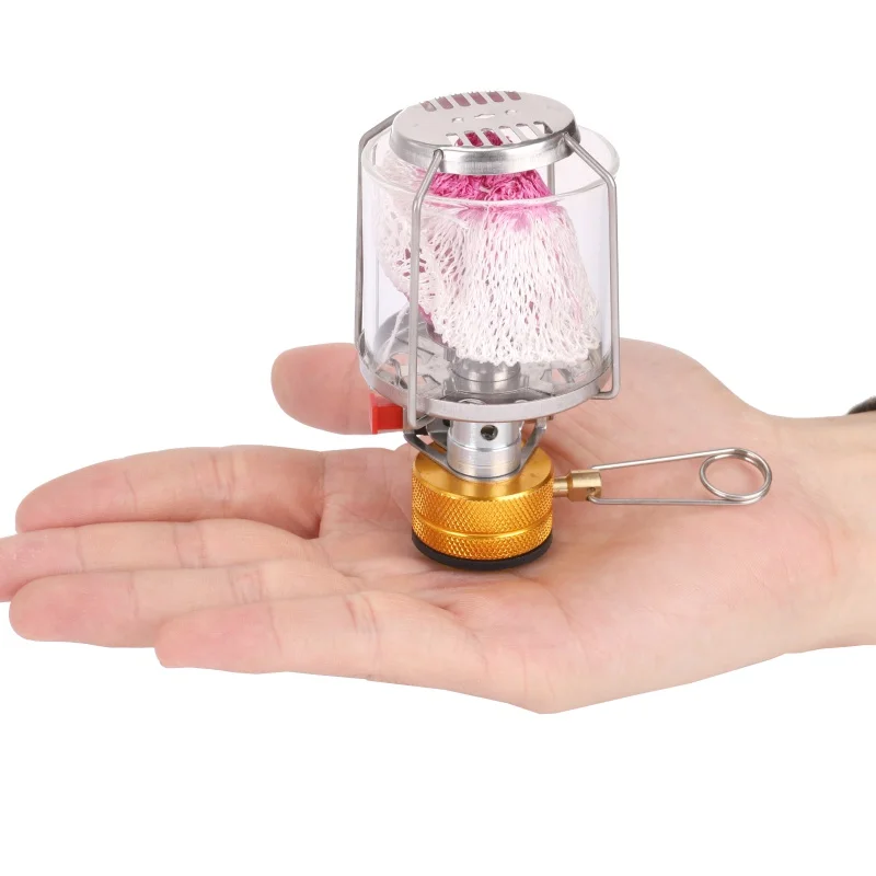 Outdoor Gas Lantern Mini Windproof Tent Lighting Lamp Portable Gas Burner Dreamlike Candlelight Camping Lighting Equipment