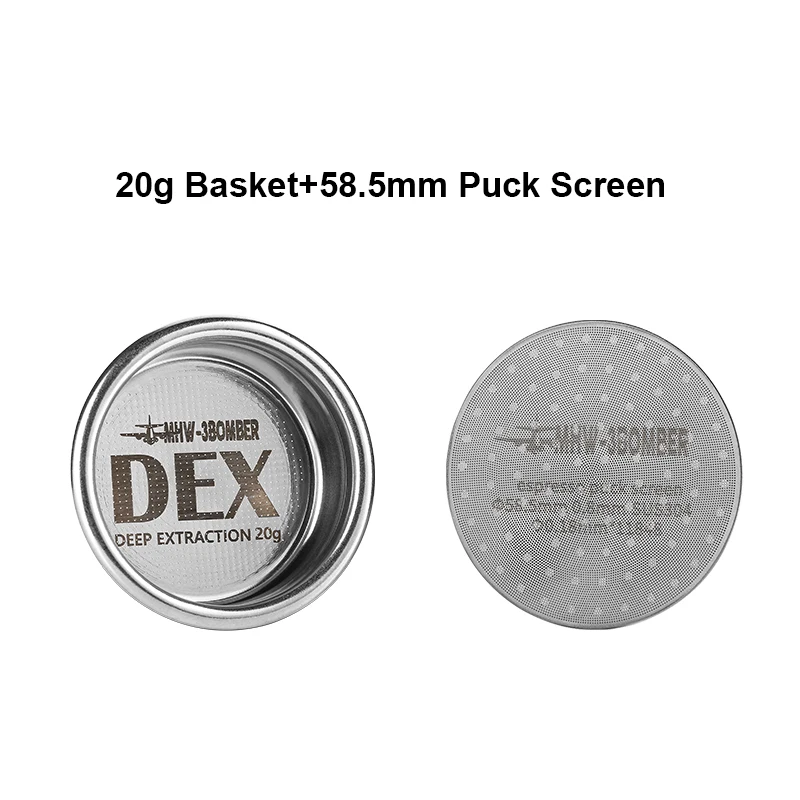 DEX Precise 58.5mm Espresso Coffee Filter Baskets 18g 20g with Espresso Puck Screen Fit 58mm Portafilter Home Barista Accessorie