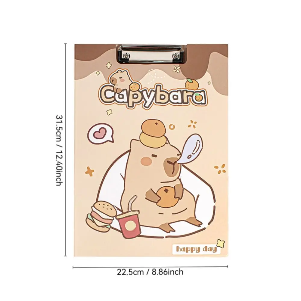 Cute Capybara A4 Folder Board Cartoon Multifunctional File Folder Paper School Supplies Writing Board Universal