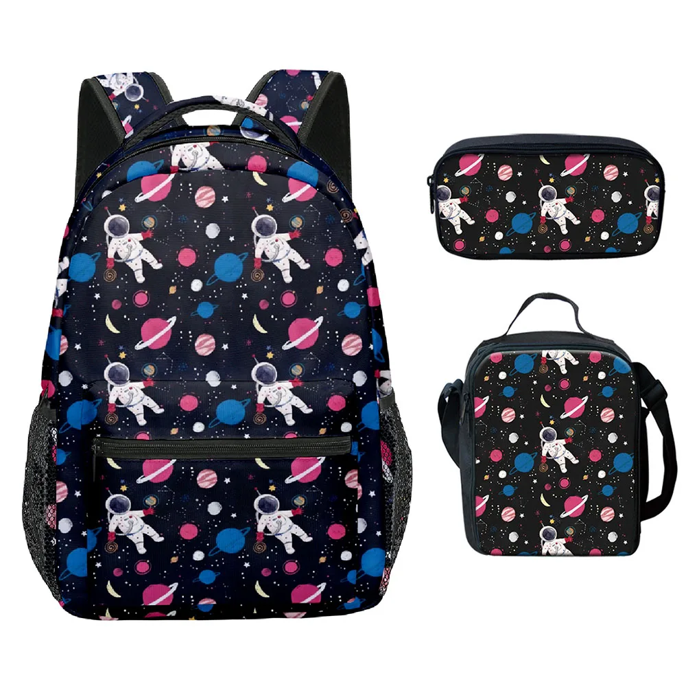 Classic Space astronaut 3D Printed 3pcs/Set student School Bags Travel Notebook Backpack Crossbody Lunch bag Pencil Case