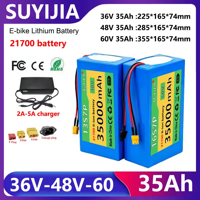 New 36V 48V 60V 35Ah 21700 Lithium Battery Pack 2500W Motorcycle Tricycle with BMS+5A Charger