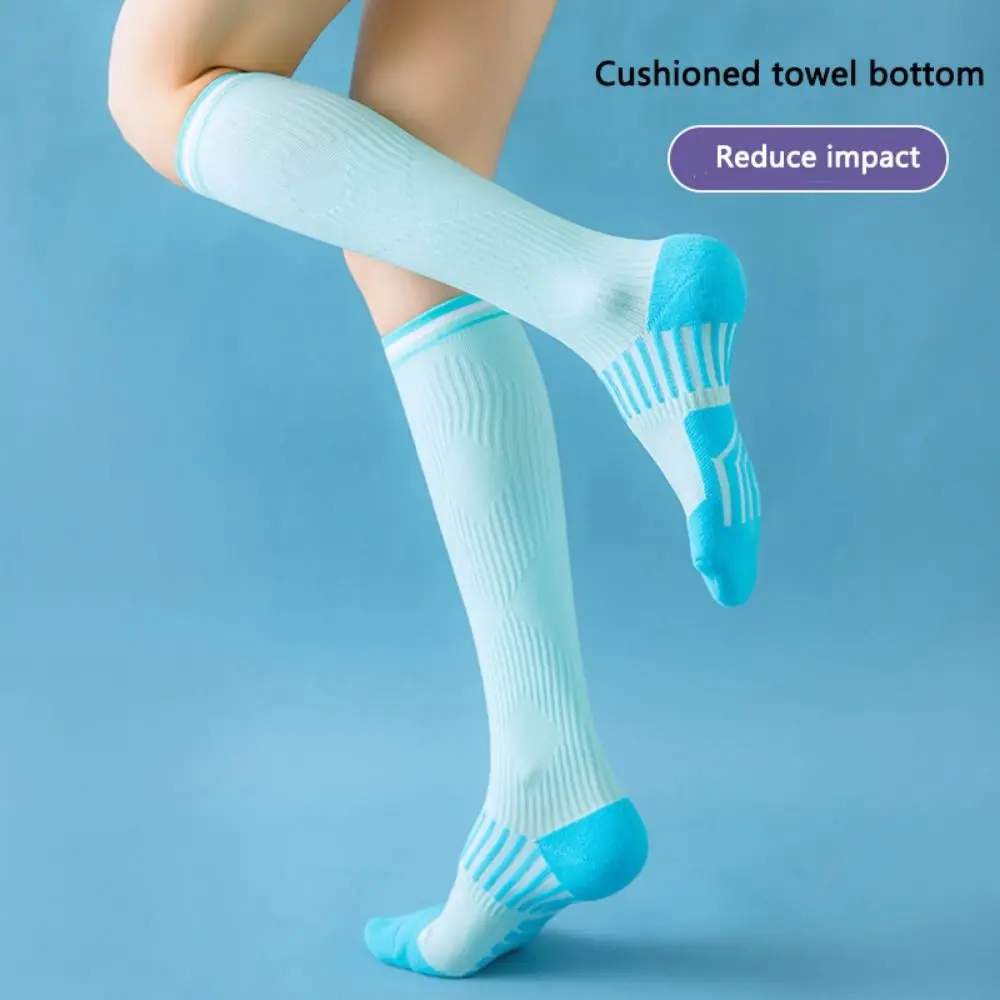 Solid Color Sport Compression Socks Antislip Absorb Sweat Thigh Tube Socks Deodorization Ventilate Athletic Crew Socks