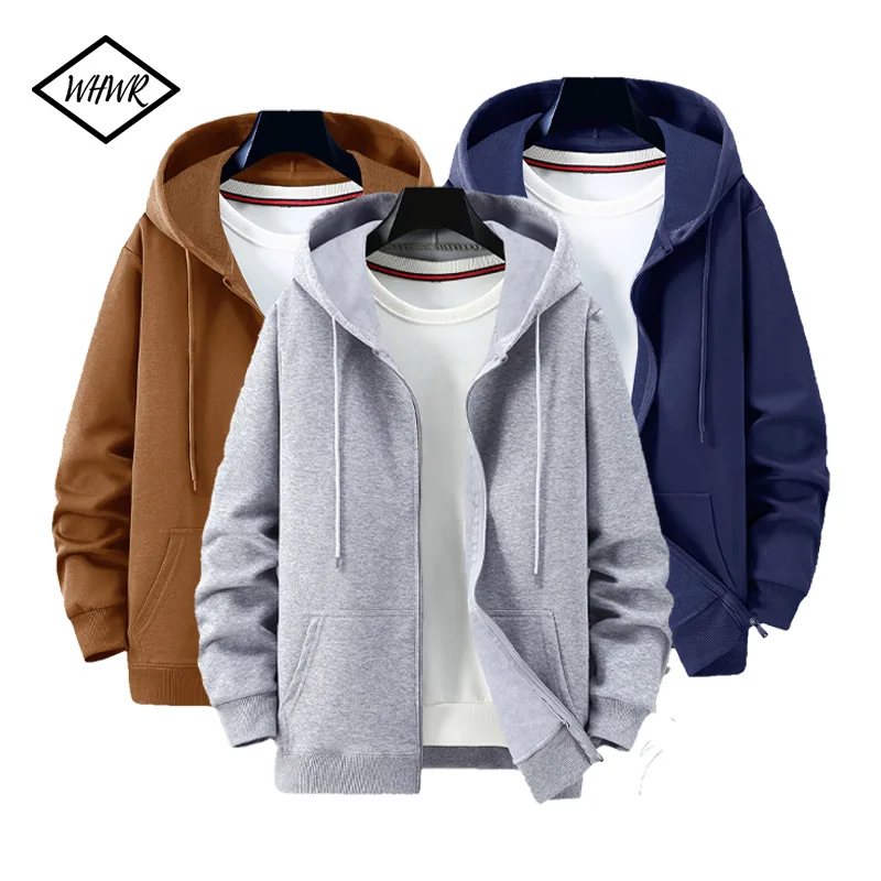 

High Quality Hoodies for Men Zip Up Hoodie Drawstring Casual Long Sleeve Fleece Pocket Hooded Sweatshirts S-2XL