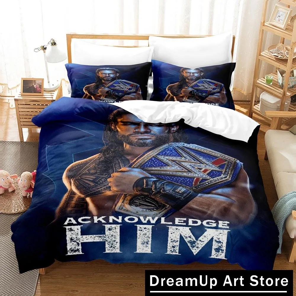 3D Print Wrestler Roman Reigns Bedding Set Quilt Cover Bed Cover with Pillowcase Twin Single Queen King Size Boys Adult Home