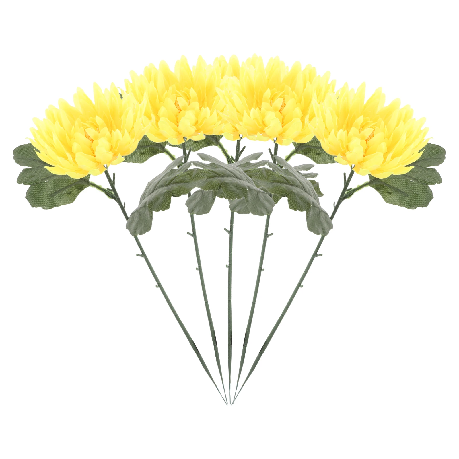 

5Pcs Artificial Chrysanthemum Flowers High Realism Faux Yellow Floral Decor Cemetery Memorial Fake Chrysanthemum for Indoor