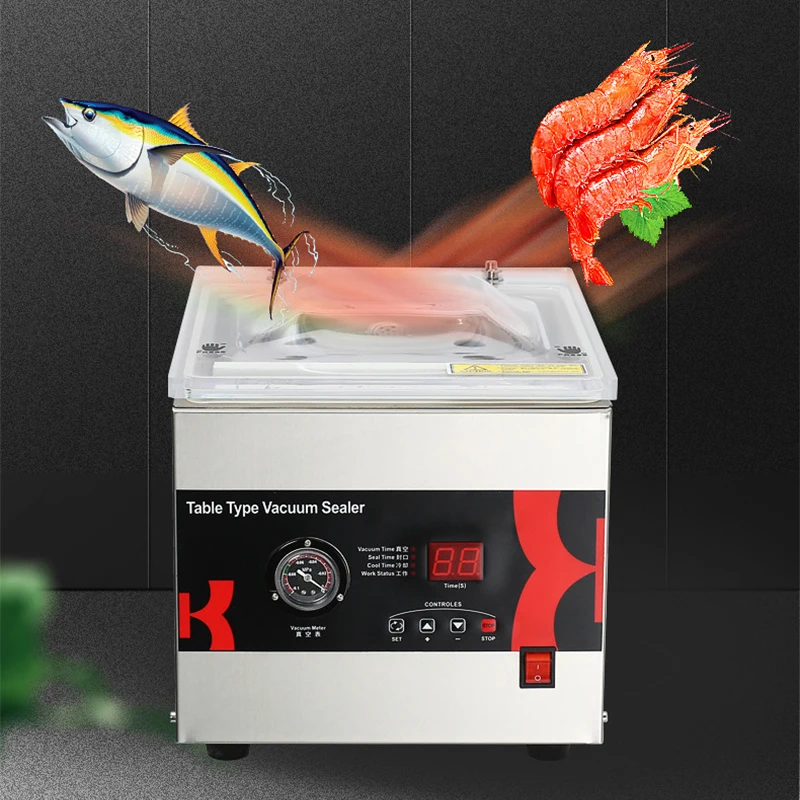 DZ-260C Dual-Use Vacuum Packing Machine Chamber Sealer Food Fresh-Keeping for Meat Fruit Vegetable Industrial Household