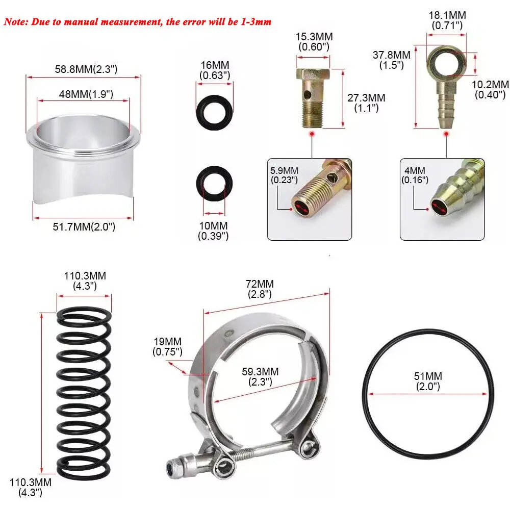 อลูมิเนียมสากล 50 มม. Blow Off Valve Dump Valve BOV พร้อมหน้าแปลน V-band สีดํา