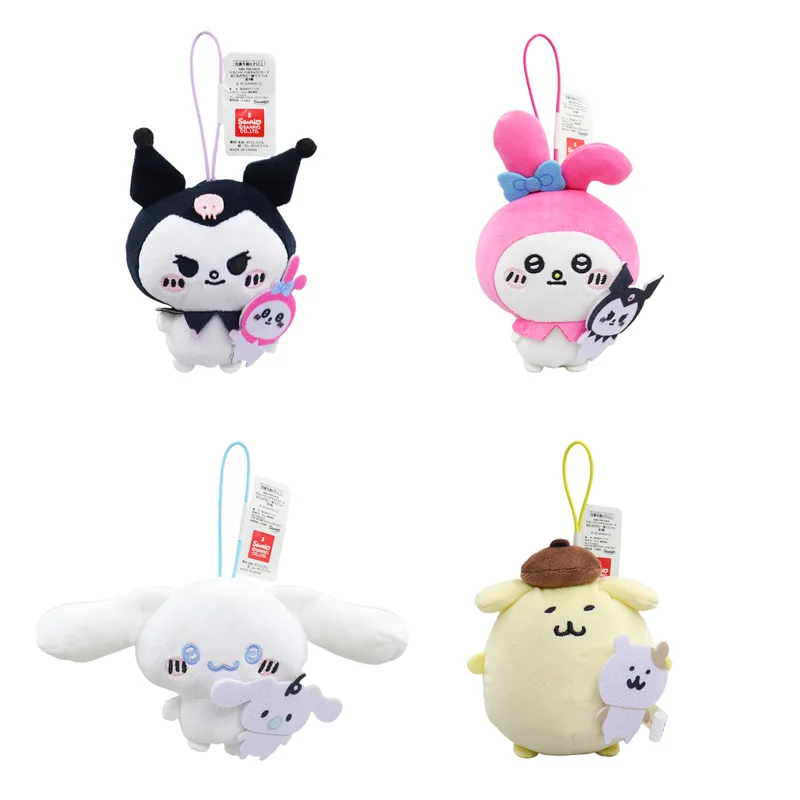 Sanrio Kawaii Kuromi My Melody Cartoon Cute Cinnamoroll Pom Porin Purin Plush Toys Bag Pendant Keychain Christmas Birthday Gifts