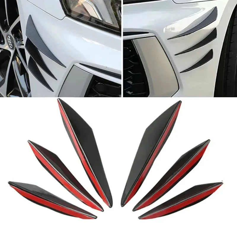 4-18pcs Car Front Bumper Lip Decoration Diffuser Splitter Fins Black Carbon Fiber Body Spoiler Canards Car Modified Accessorie