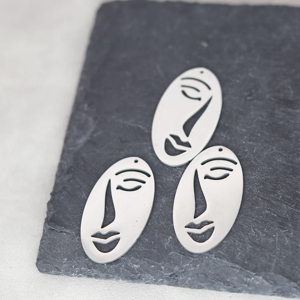 3pcs Stainless Steel Abstract Face Accessories Findings For Fashion Jewelry Making DIY Handmade Craft Gift