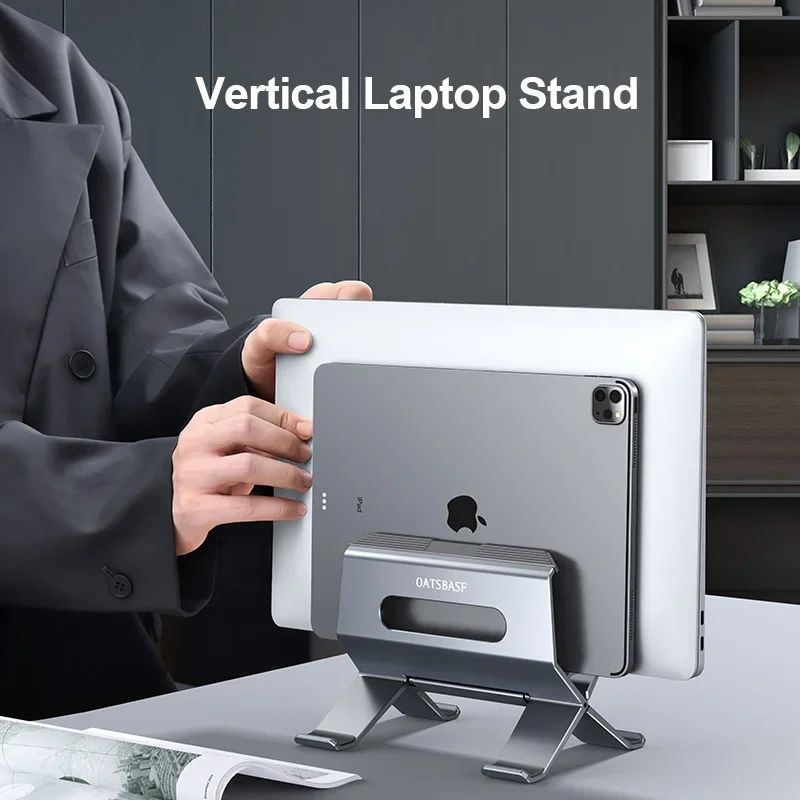 

Oatsbasf Vertical Laptop Stand Desktop Gravity Holder For MacBook Air Pro Notebook Support Base Space-Saving Computer Accessorie