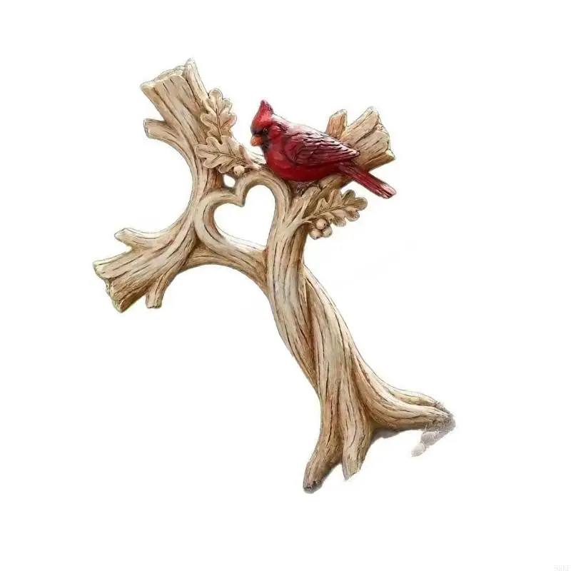Open Heart Tree Wall Decoration with a Bright Feathered Accent 55KF