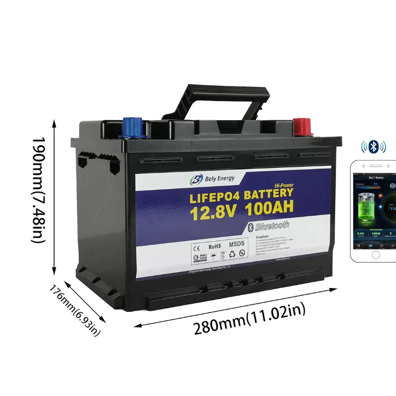 2020 New Arrival !!! 5 years warranty 12v lifepo4 lithium battery 100ah Bluetooth app monitoring