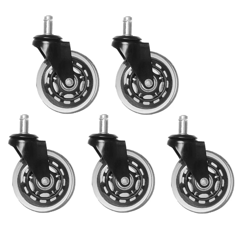 

5PCS Swivel Casters for Furniture Wheel Hardwood Floor Protector PU Double Axle Smooth Quiet Office Chair Caster Replacement