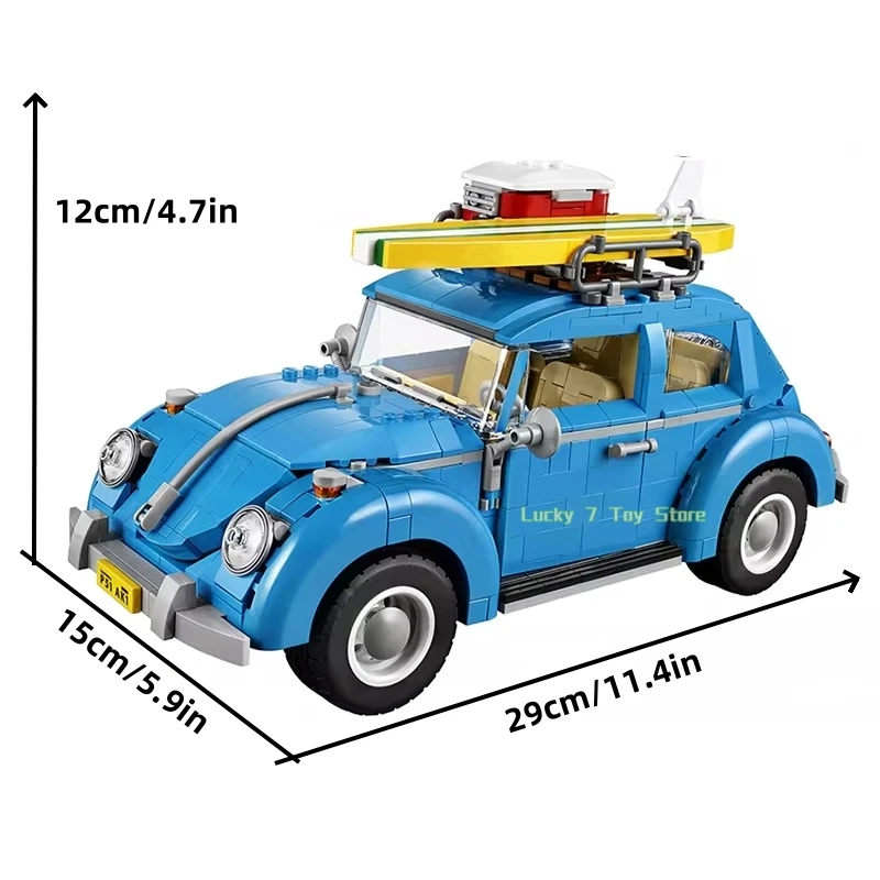 

1167Pcs Technical City Vehicle Building Blocks MOC Blue Beetle Car Model Bricks Set Creative DIY Assembly Toy for Kids Christmas