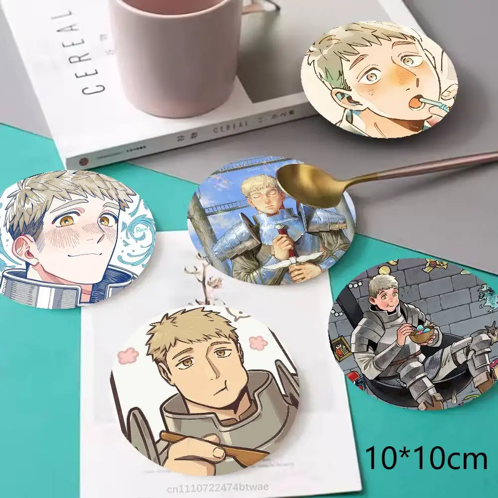Laios Touden D-Dungeon Meshi Wooden Coaster Set, A Must-Have For Holiday Parties, Suitable For Bars, Offices , Size 10cm X 10cm