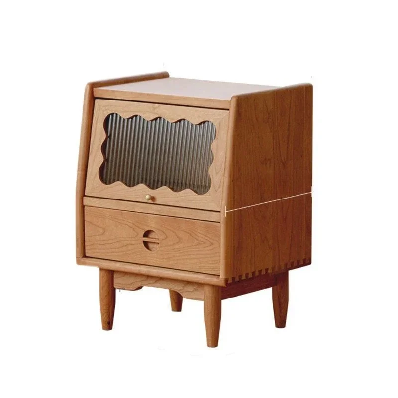 

Japanese solid wood cherry wood bedside table simple modern light luxury bedroom small side cabinet Internet celebrity