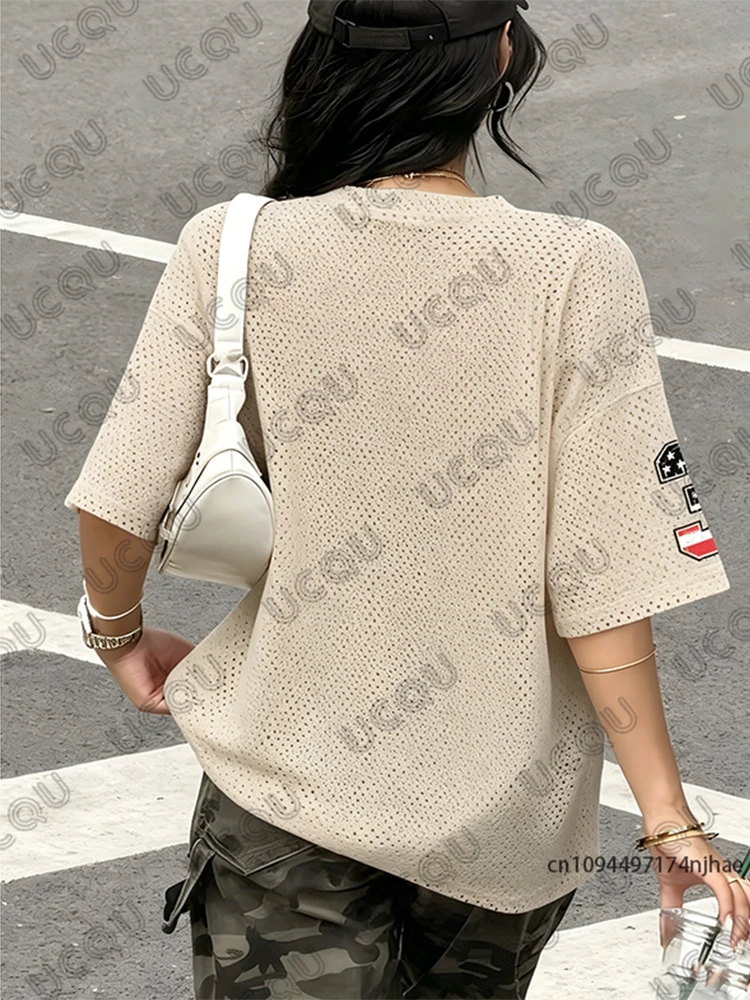 Oversized T-shirt For Women V-Neck Summer Los Angeles American Style No.32 Print Sports Top Football Jersey Y2k Casual Loose Tee