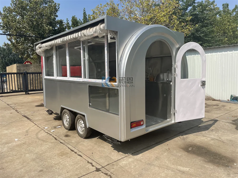 Street Pizza Shop Coffee Trailer Fast Food Truck Van Custom Fully Kitchen Equipments Concession Food Trailer Cart