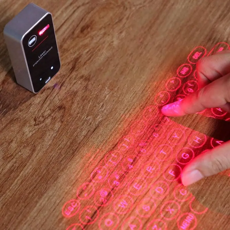 Teclado de Projeção Laser Portátil, Bluetooth Infravermelho, Teclado Virtual, Gestos Zoom, Conecte a Smartphones, Computador, 250x100mm