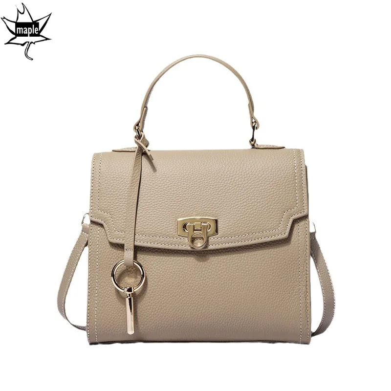 New Leisure Dress Style Flap Shoulder Bag Lock Design Full Grain Cow Leather Women\'s Handbag Kelly Shape Ladies Crossbody Bag