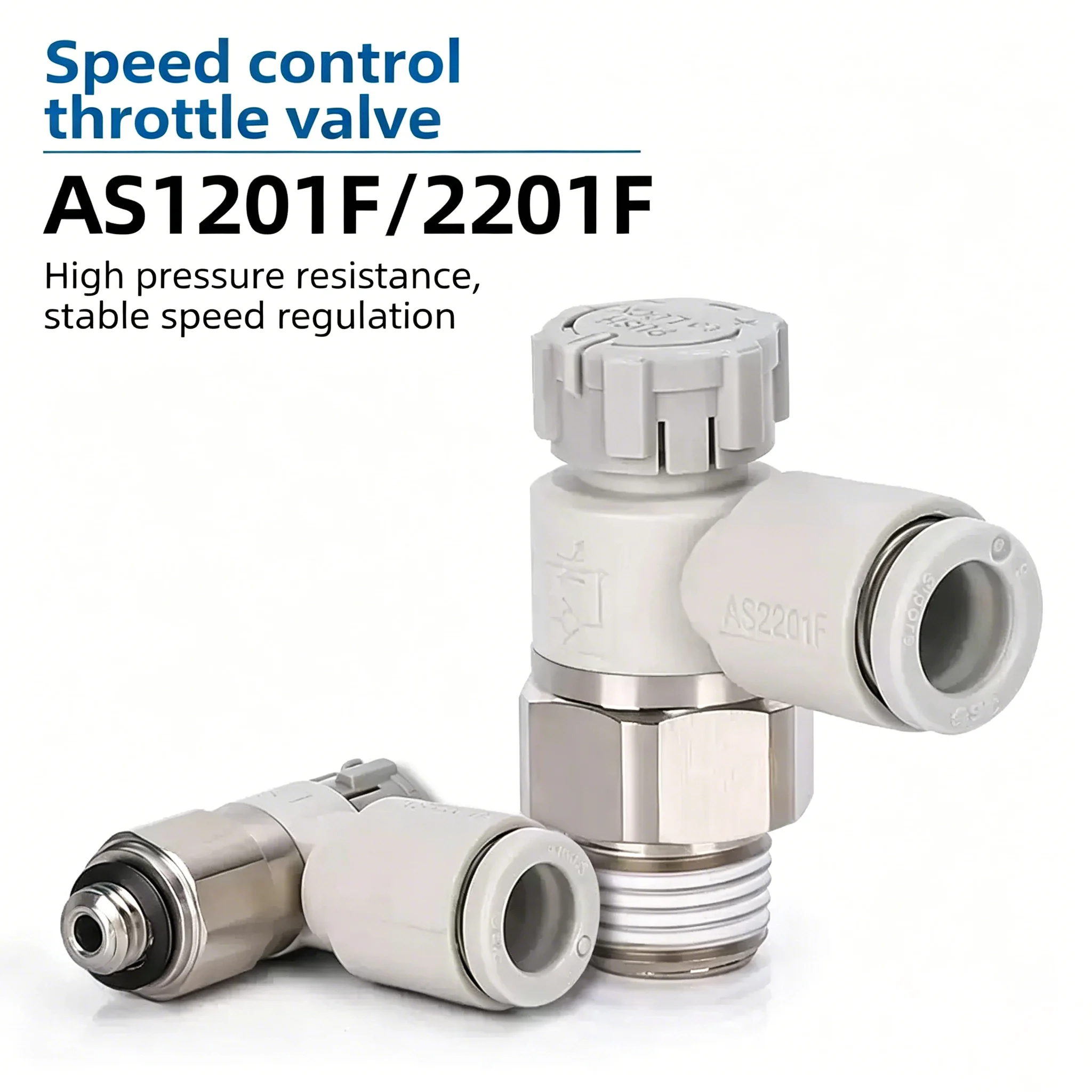 10Pcs SMC Type Speed Controller With One-touch Fitting Meter-out Throttle Valve Pneumatic Fitting AS1201F AS2201F AS3201F