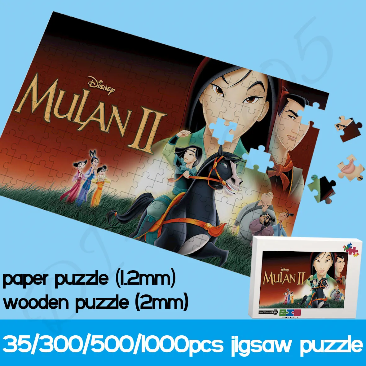 

Disney Animated Movie Jigsaw Puzzles Mulan 35/300/500/1000 Piece Paper and Wooden Puzzles Educational Toys and Hobbies for Kids