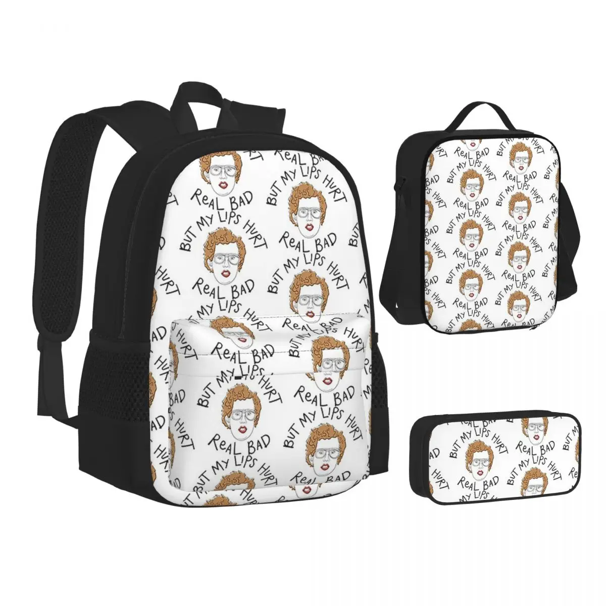 

Napoleon Dynamite Backpacks Boys Girls Bookbag Students School Bags Kids Rucksack Lunch Bag Pen Bag Three-Piece Set