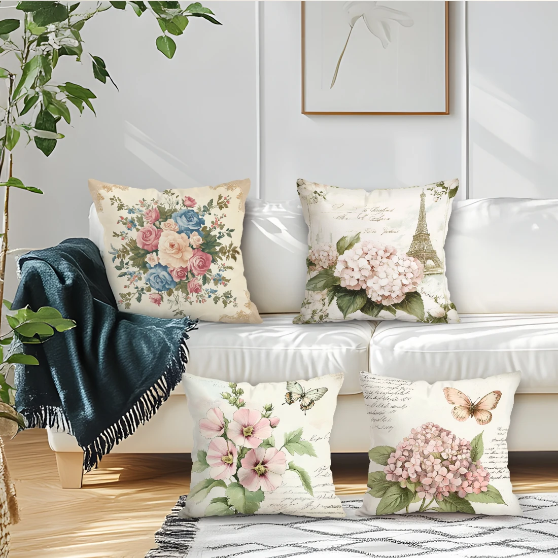 Retro Floral Design Pillowcase Printed Polyester 40/45/50cm Throw Pillowcover Decorative Sofa Cushion Pillowslip Home Decor