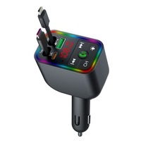 Y3/L3 Bluetooth 7 Colors LED Wireless Mp3 Car Kit FM Transmitter Audio Receiver Retractable USB Type-C 2 Ports Fast Car Charger