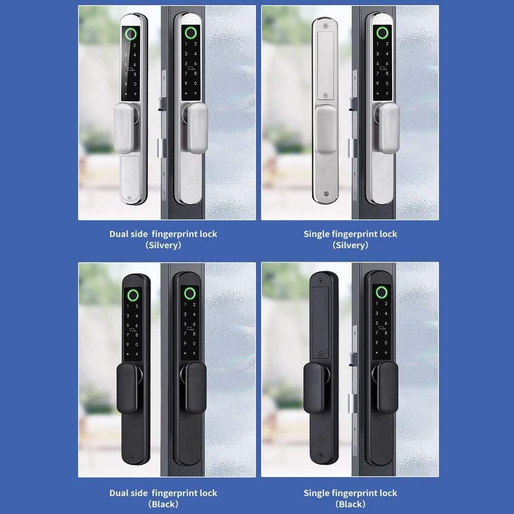 IP64 مؤهل مقاوم للماء في الهواء الطلق 2 مقابض خيار الألومنيوم انزلاق مزدوج الجانب بصمة سليم قفل الباب الذكي TT