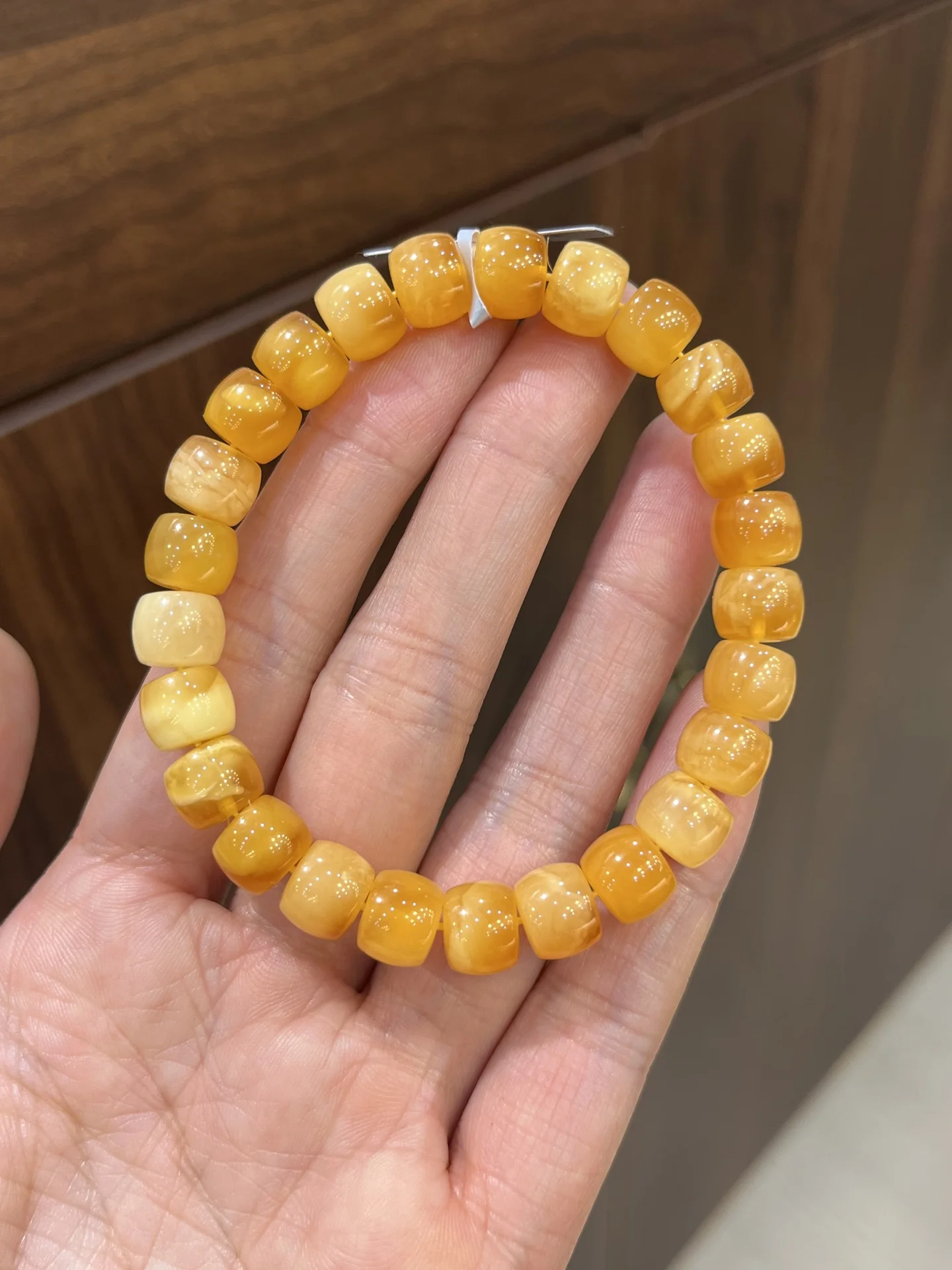 

Natural Orange Yellow Amber Abacus Beads Bracelet 8.9mm Gemstone Women Men Healing Stretch Amber Jewelry AAAAAA