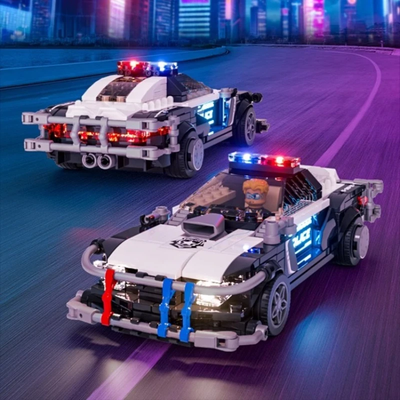 Cyberpunk Series Assembled Patrol Police Car Model Ornaments Assembled Toys Entry-level Cool Building Block Car