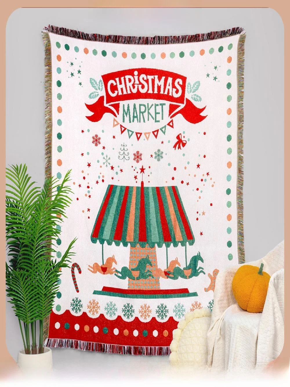 

Двухслойное одеяло из полиэфирного волокна с рождественским узором, устойчивое к царапинам покрывало для дивана, художественный настенный гобелен